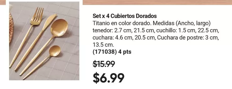 Set x 4 Cubiertos Dorados (171038)