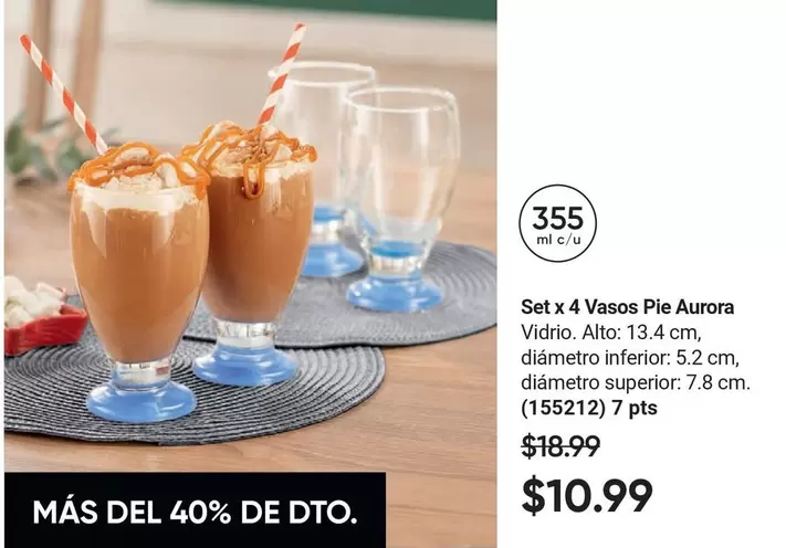 Set x 4 Vasos Pie Aurora
