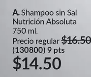 Shampoo sin Sal Nutrición Absoluta (130800)