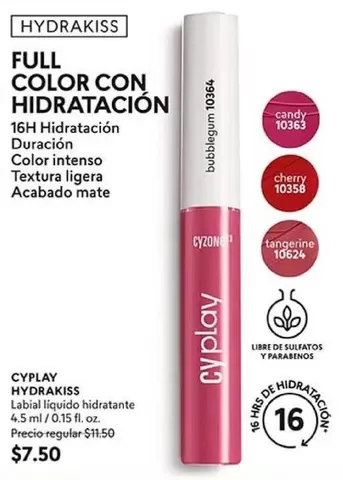 mate - CYPLAY HYDRAKISS Labial líquido hidratante