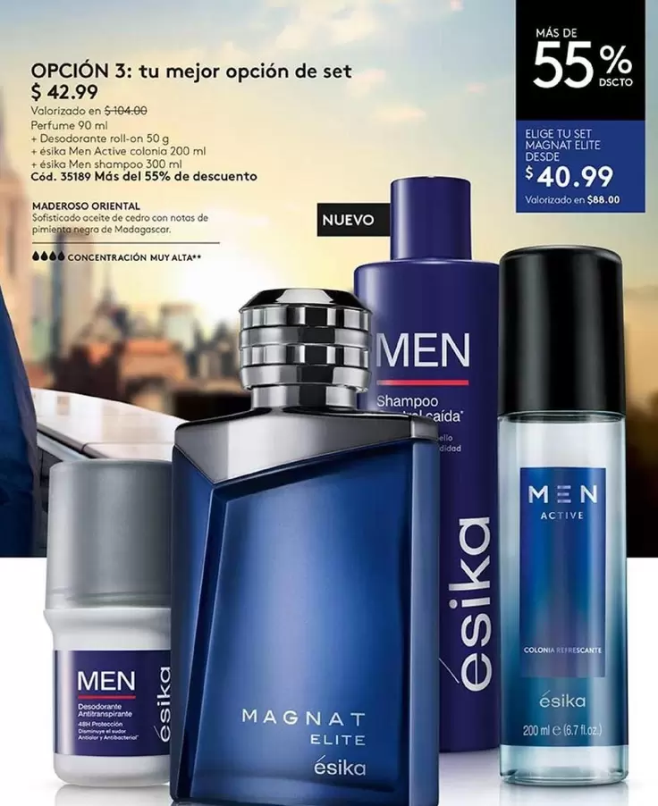Ésika - MAGNAT ÉLITE set (Magnat Elite, Esika Men shampoo, Esika Men active)