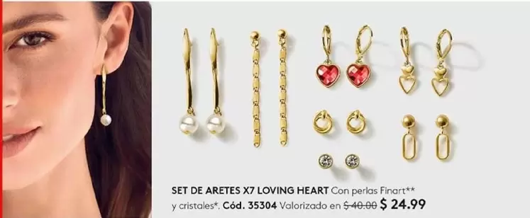 Finart - SET DE ARETES X7 LOVING HEART Cód. 35304