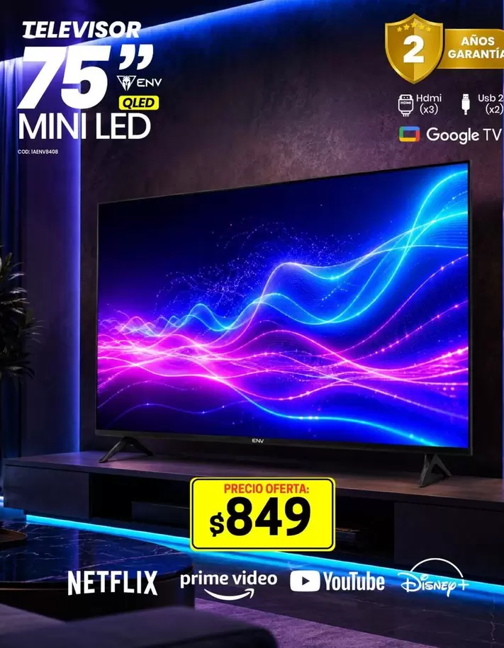 Netflix - TELEVISOR 75" MINI LED