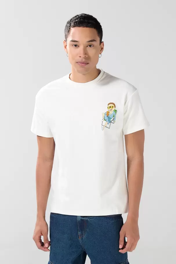 Camiseta de Rick and Morty crema clara manga corta