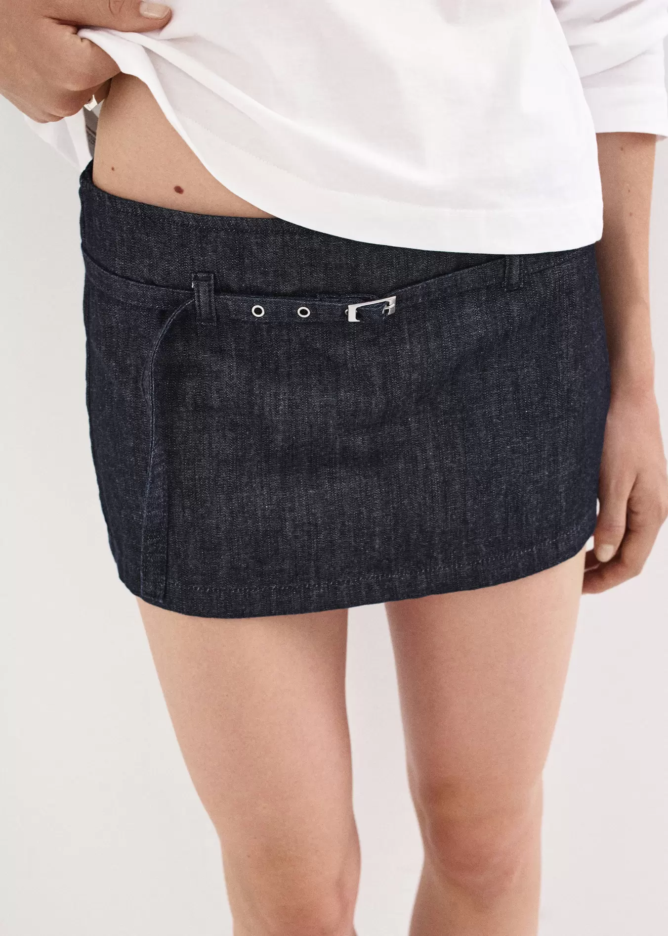 Falda pantalón denim cinturón