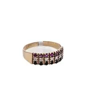 ANILLO CON ZIRCONES NEGRO Y FUCSIA 18K