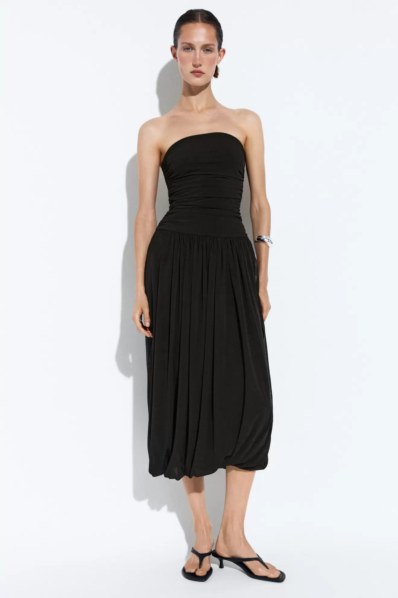 Vestido midi globo palabra de honor