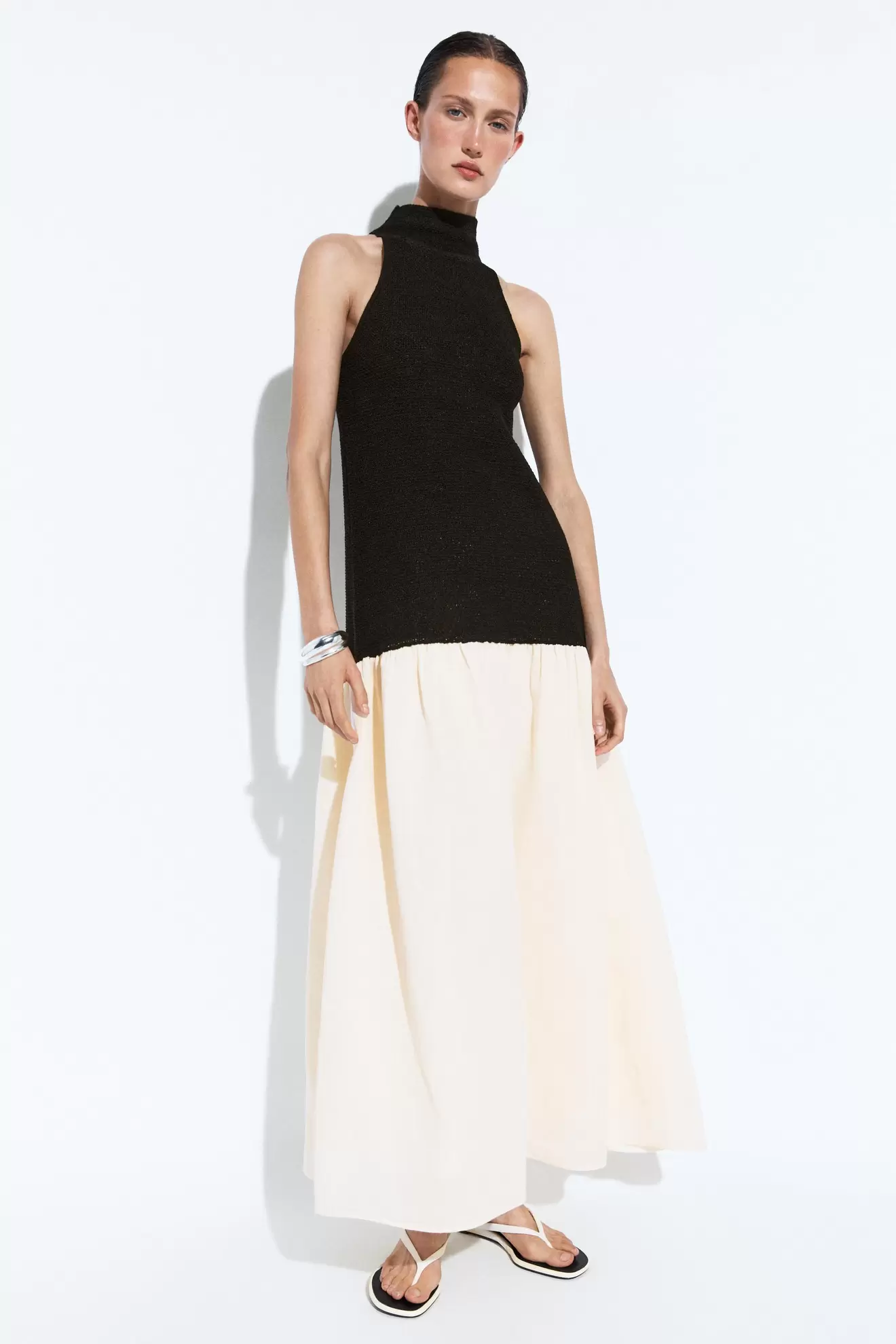 Vestido midi combinado