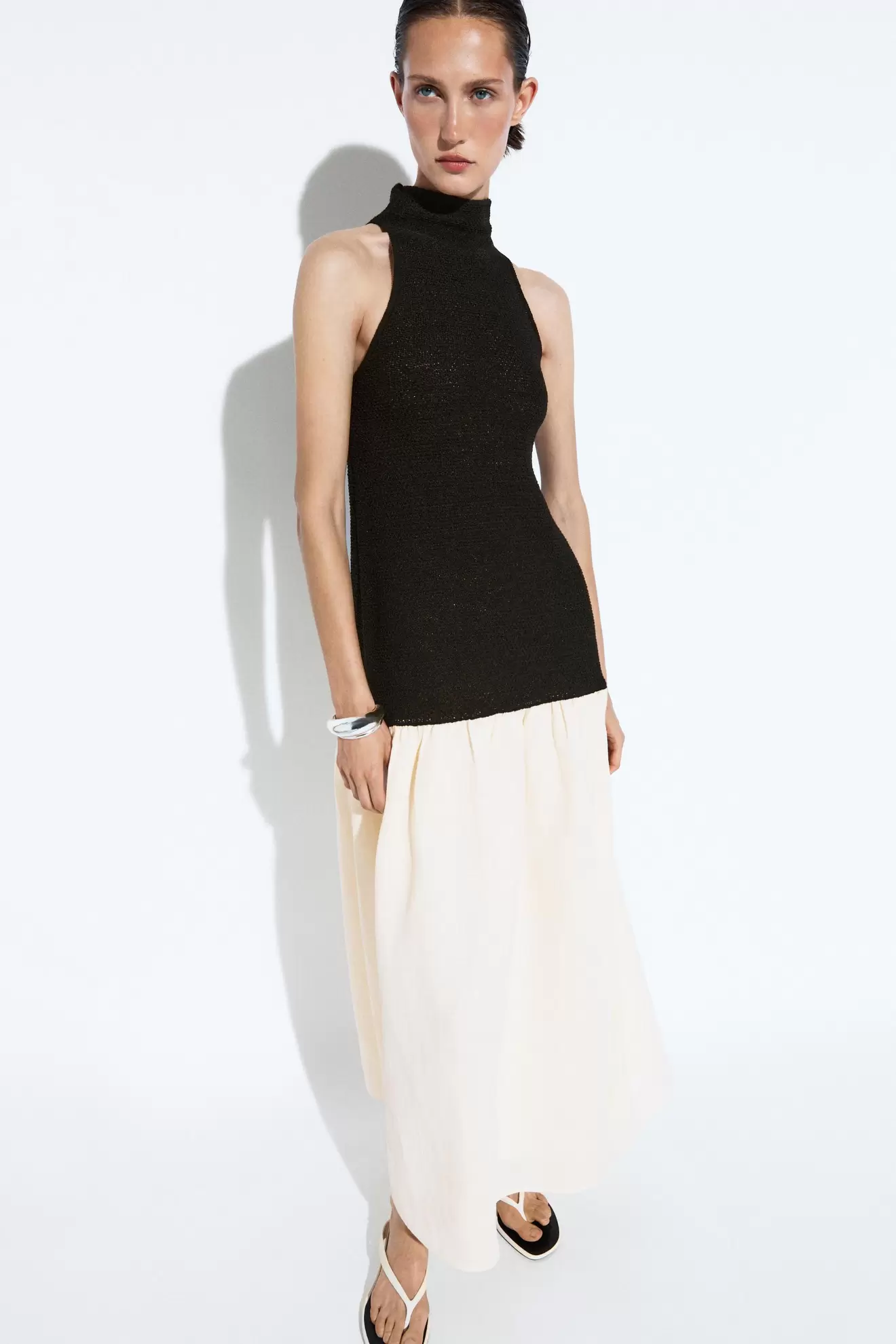 Vestido midi combinado