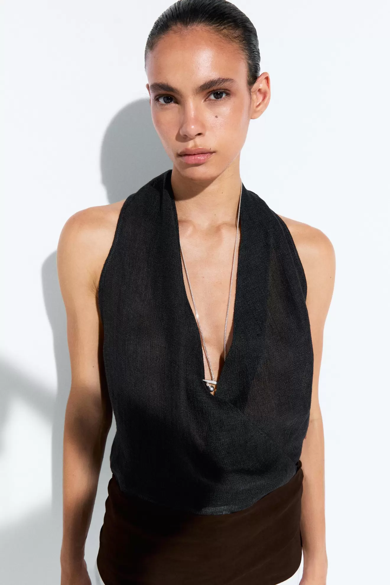 Top halter cruzado 100% lino