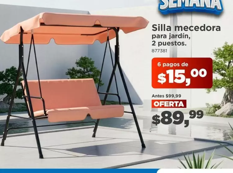 Silla mecedora para jardín, 2 puestos. 877381