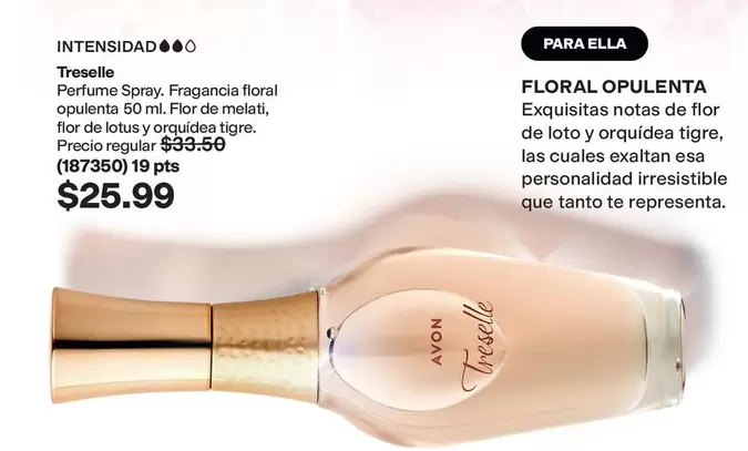 Avon - Treselle Perfume Spray. Fragancia floral opulenta 50 ml.