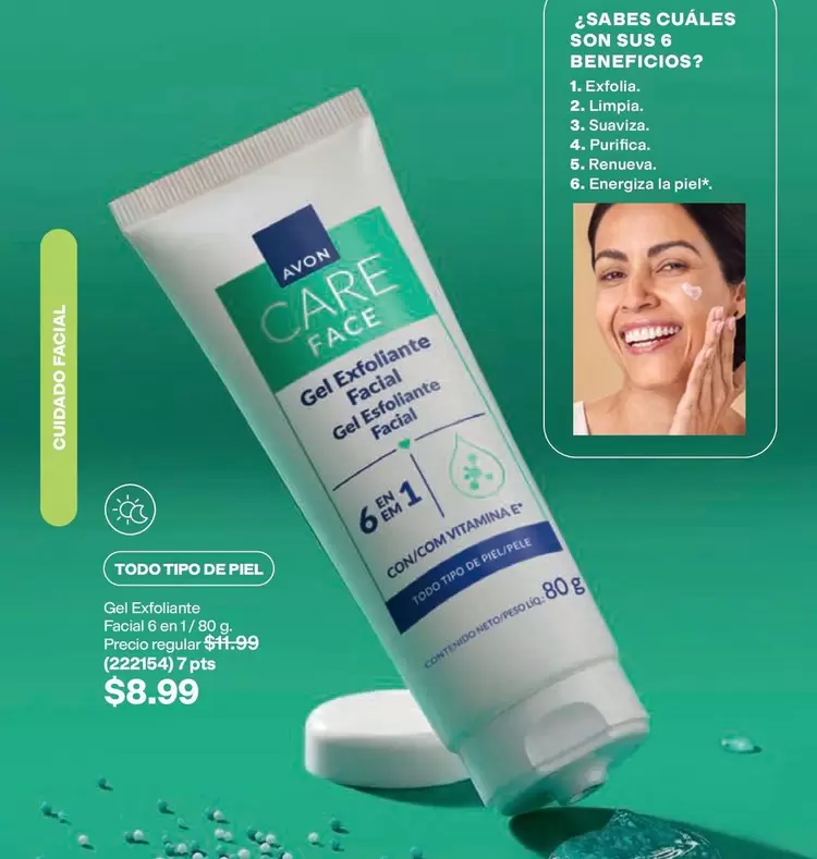 Avon - Gel Exfoliante Facial 6 en 1