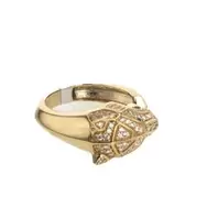 ANILLO DISEÑO PANTERA CON ZIRCONES VERDES 18K