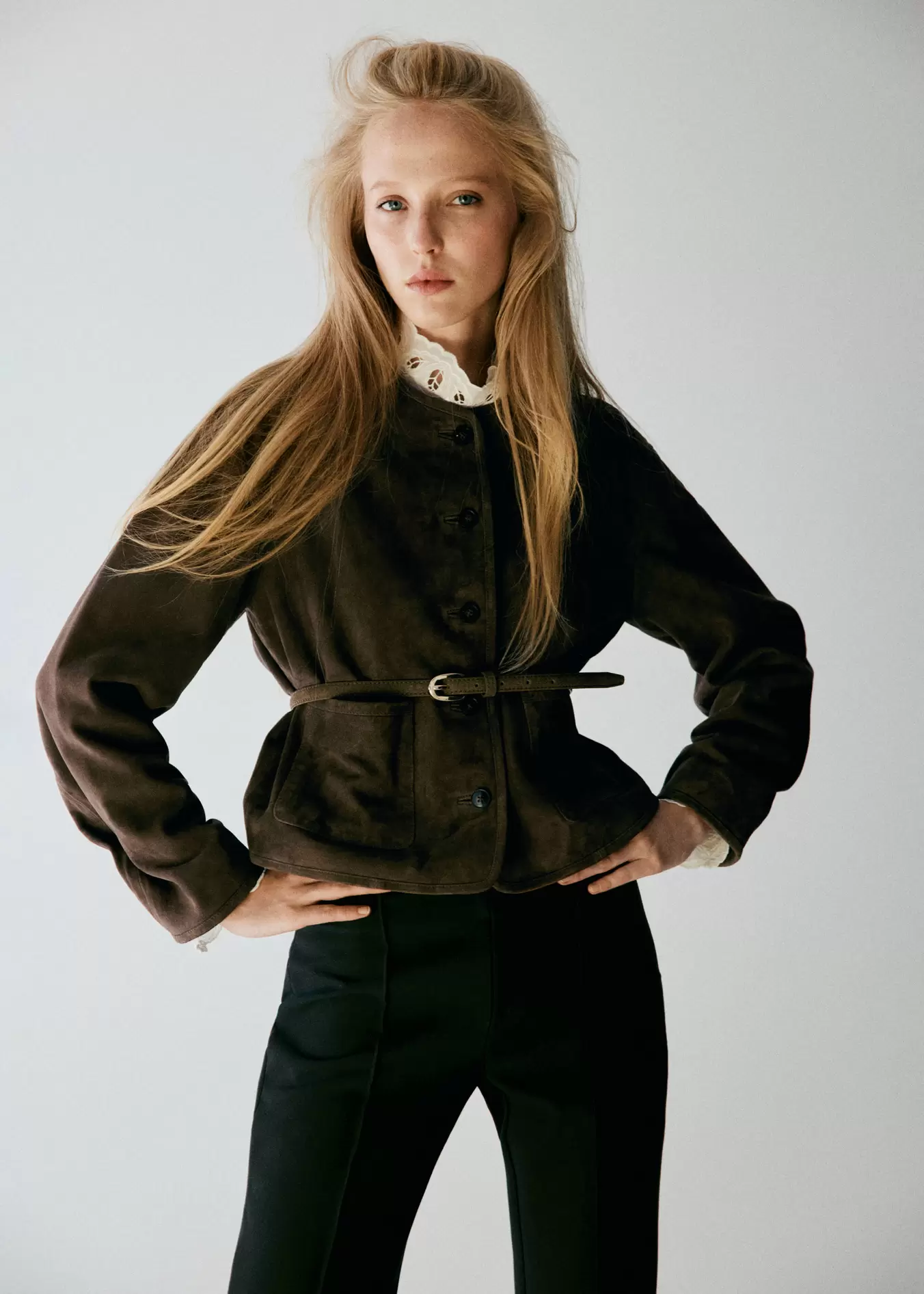 Chaqueta ante bolsillos