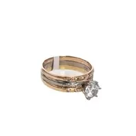 ANILLO DE COMPROMISO TRES OROS CON ZIRCONES 18K