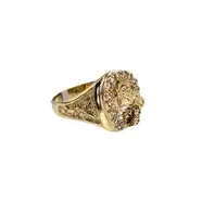 ANILLO HERRADURA CON CABALLO Y CIRCONES 18K
