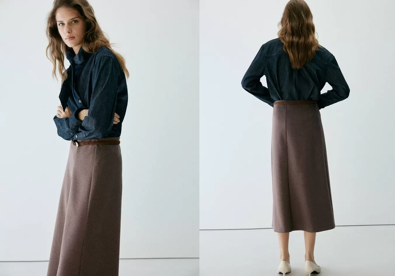 Falda midi godet