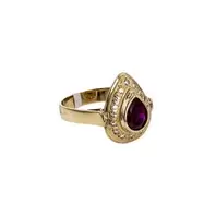 ANILLO CON PIEDRA ROJA 18K