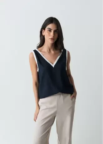 Camisa manga sisa con escote en V