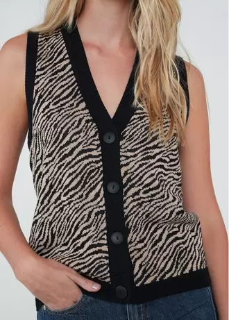 Chaleco tejido de animal print