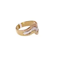 ANILLO DISEÑO CON ZIRCONES 3 OROS 18K
