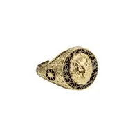 ANILLO PLACA LEON 18K