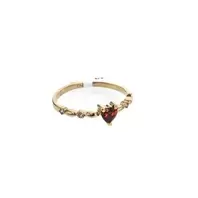 ANILLO CORAZON ZIRCON ROJO 18K