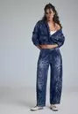 Jeans barrel jacquard flores