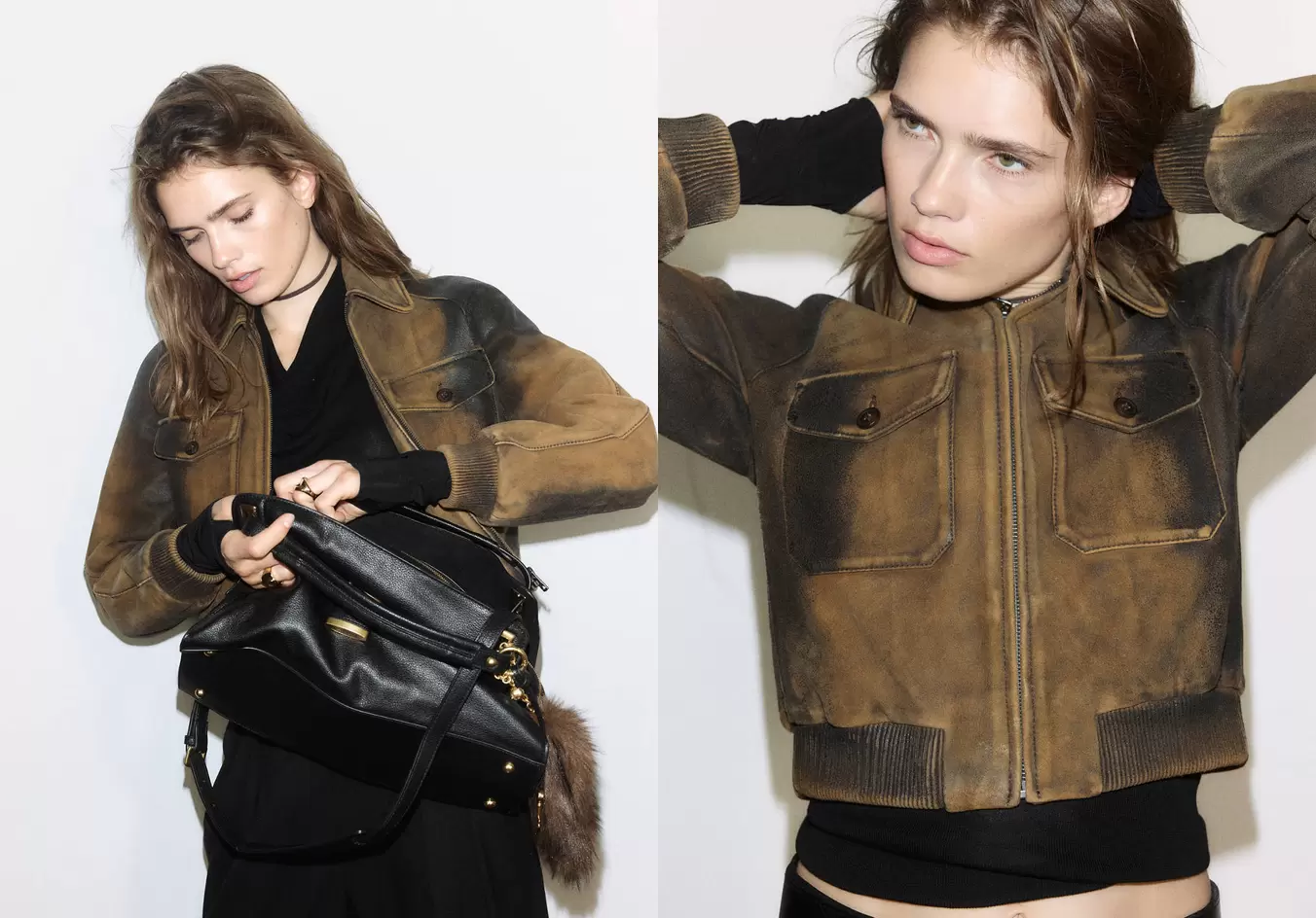 Chaqueta piel efecto desgastado