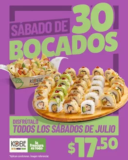 Catálogo Kobe Sushi Express | Sabado de 30 bocados | 2026-07-13T00:00:00.000Z - 2026-07-25T00:00:00.000Z
