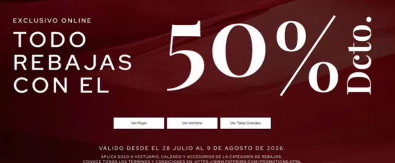 Catálogo Pat Primo | Todo rebajas con el 50%dcto | 2026-07-30T00:00:00.000Z - 2026-08-09T00:00:00.000Z