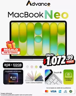 Catálogo Advance en Milagro | Macbook neo  | 2026-08-03T00:00:00.000Z - 2026-08-31T00:00:00.000Z