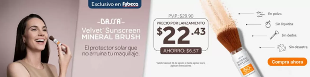 Catálogo Fybeca | Velvet sunscreen | 2026-08-04T00:00:00.000Z - 2026-08-31T00:00:00.000Z