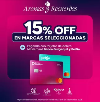 Catálogo Aromas y Recuerdos en Puerto López | 15%off en marcas seleccionadas | 2026-08-25T00:00:00.000Z - 2026-09-11T00:00:00.000Z