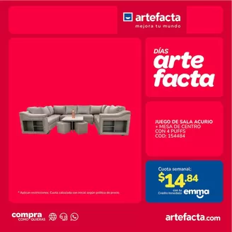 Catálogo Artefacta en Machala | Ofertas especiales para ti | 2026-09-04T00:00:00.000Z - 2026-09-18T00:00:00.000Z