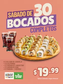 Catálogo Kobe Sushi Express en Quito | Sabado de 30 bocados completos | 2026-09-14T00:00:00.000Z - 2026-09-26T00:00:00.000Z
