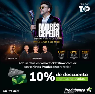 Catálogo Produbanco | 10%de descuento en tus entradas | 2026-09-15T00:00:00.000Z - 2026-09-19T00:00:00.000Z