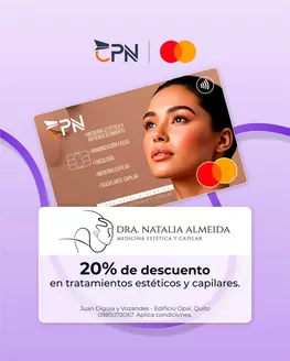 Catálogo Cooperativa Policía Nacional en Quijos | 20% de descuento en tratamientos esteticos y capilares | 2026-09-28T00:00:00.000Z - 2026-10-28T00:00:00.000Z