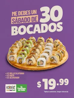Catálogo Kobe Sushi Express en Manta | Me debes un sabado de 30 bocados | 2026-10-05T00:00:00.000Z - 2026-10-31T00:00:00.000Z