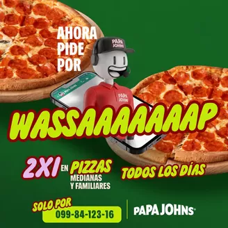 Catálogo Papa John's en Manta | 2x1 en pizzas medianas y familiares | 2026-10-05T00:00:00.000Z - 2026-10-31T00:00:00.000Z