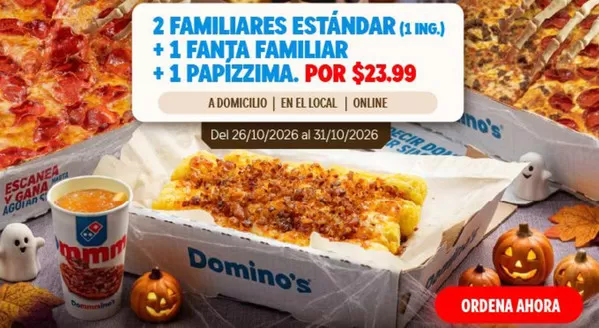 Catálogo Domino's Pizza | 2 familiares estandar | 2026-10-27T00:00:00.000Z - 2026-10-31T00:00:00.000Z