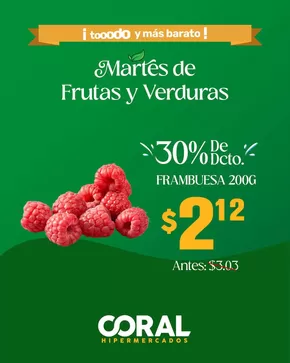 Catálogo Coral Hipermercados en Manta | Martes de frutas y verduras  | 2025-07-30T00:00:00.000Z - 2025-07-31T00:00:00.000Z