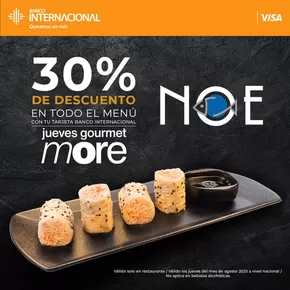 Catálogo Noe Sushi Bar en Guayaquil | 30%dscto en todo el menu  | 2025-08-08T00:00:00.000Z - 2025-08-31T00:00:00.000Z