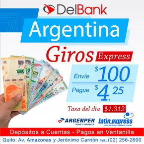 Catálogo Banco Delbank en Quito | Argetina giros express  | 2025-08-29T00:00:00.000Z - 2025-09-06T00:00:00.000Z