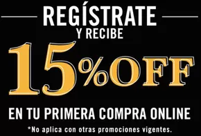 Registrate y recibe 15% off
