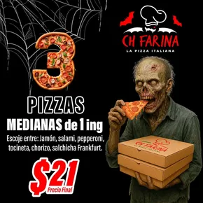 Catálogo Ch Farina en Duran | 3 Pizzas medianas de 1 Ing  | 2025-10-07T00:00:00.000Z - 2025-10-19T00:00:00.000Z