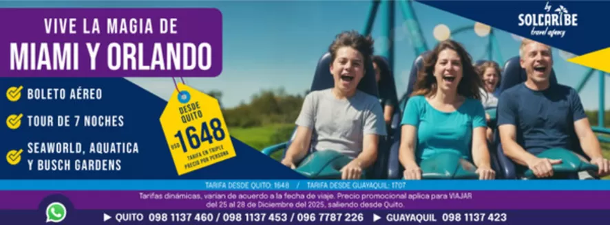 Catálogo Sol Caribe en Cuenca | Vive la magia de miami y orlando | 2025-10-23T00:00:00.000Z - 2025-12-28T00:00:00.000Z