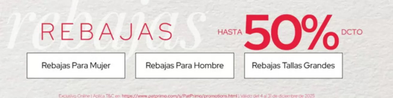 Catálogo Pat Primo en Ambato | Rebajas hasta 50%dscto | 2025-12-26T00:00:00.000Z - 2025-12-31T00:00:00.000Z
