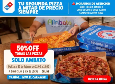 Catálogo Domino's Pizza en Cuenca | 50%off todas las pizzas | 2026-02-16T00:00:00.000Z - 2026-02-17T00:00:00.000Z